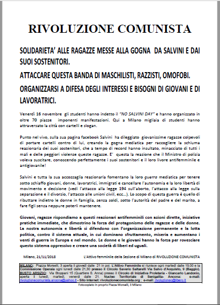 Manifesto Attivo Femminile Milano nov18